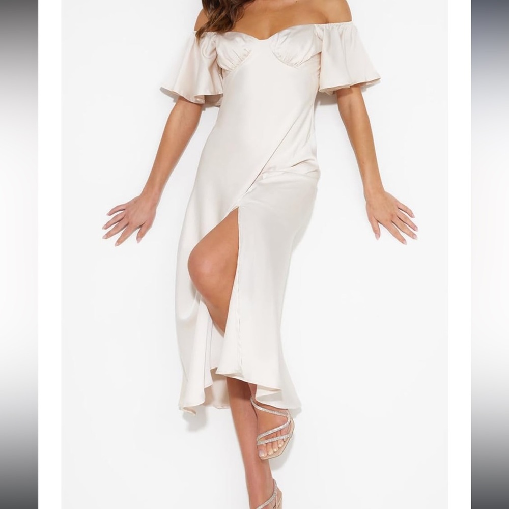 Amazon Off-Shoulder Cream Dress